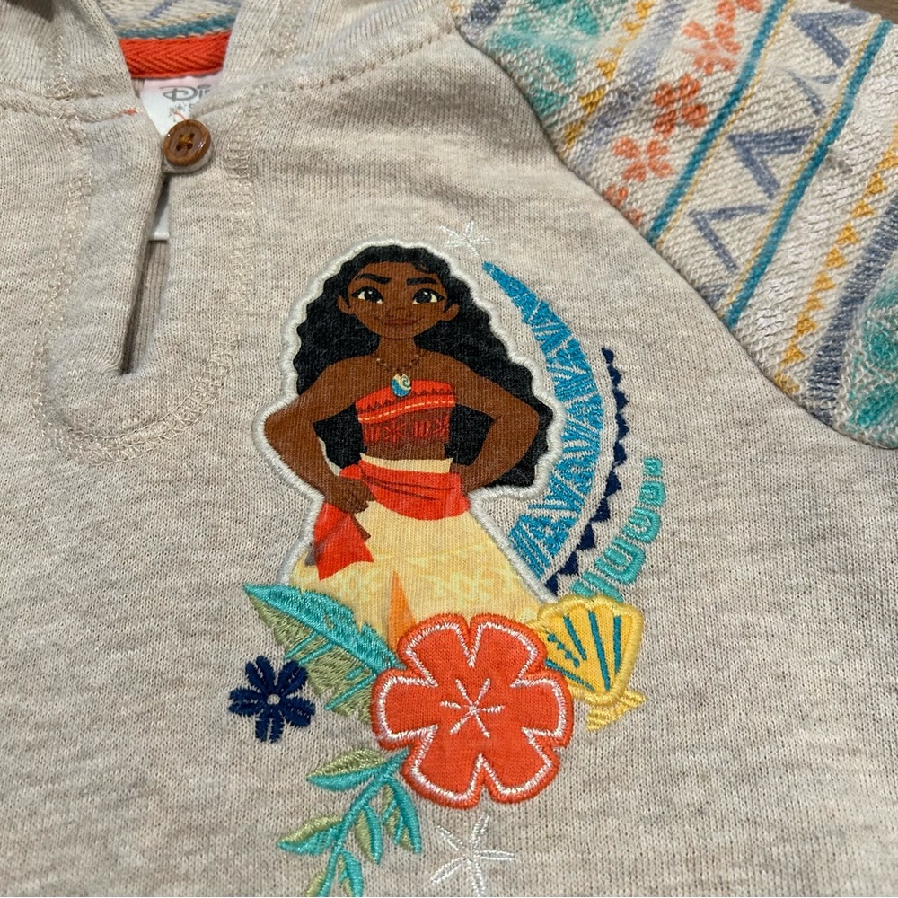 Disney Gray Moana Hoodie with Colorful Patterns - Picture 3 of 7